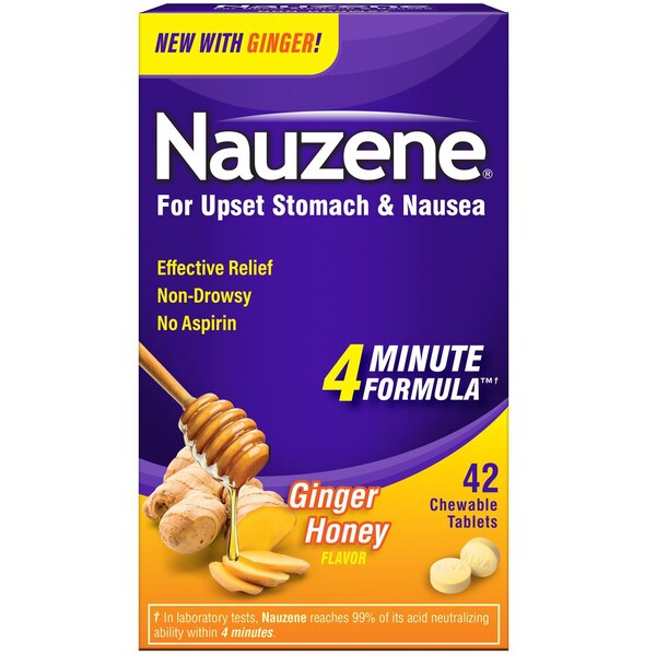 Nauzene Ginger Honey Chewables 42ct. Sodium Citrate Dihydrate (230 mg) Chewables
