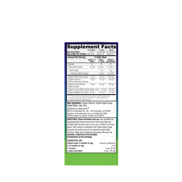 Wellements Organic Nighttime Cough Syrup, 2 FL OZ