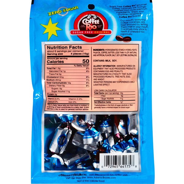Coffee Rio Sugar Free Original Coffee Candy , 3 oz