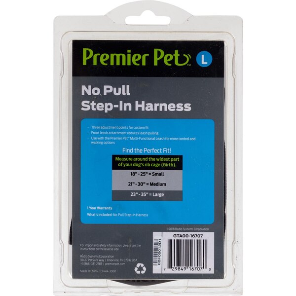 Premier Pet No Pull Step-In Harness, Black, Medium