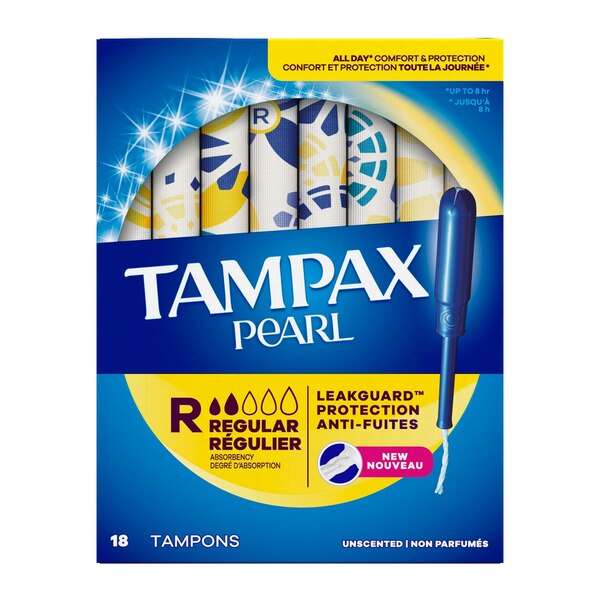 Tampax Pearl Tampons with LeakGuard Braid, Unscented, Regular