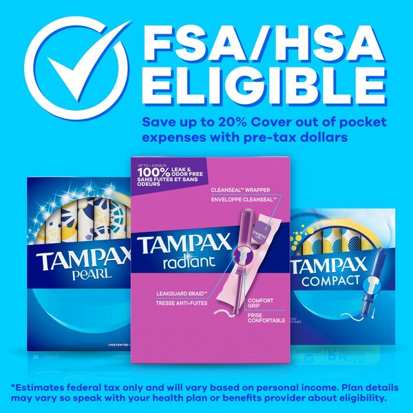 Tampax Pearl Tampons with LeakGuard Braid, Unscented, Regular