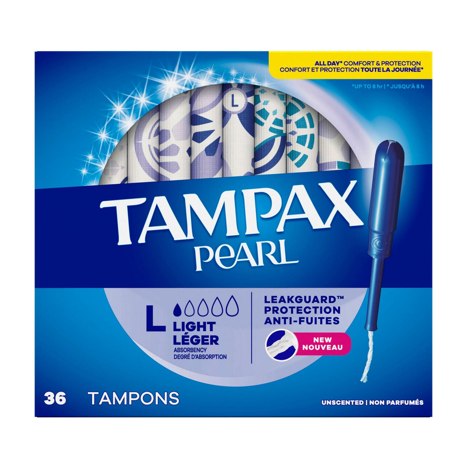 Tampax Pearl Tampons with LeakGuard Braid, Unscented, Light