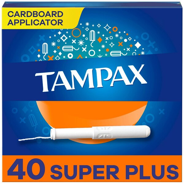 Tampax Cardboard Tampons, Anti-Slip Grip, LeakGuard Skirt, Unscented, Super Plus