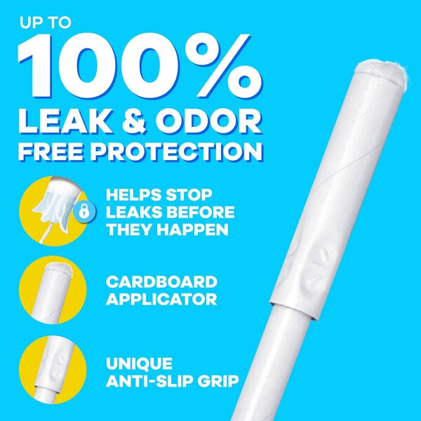 Tampax Cardboard Tampons, Anti-Slip Grip, LeakGuard Skirt, Unscented, Super Plus