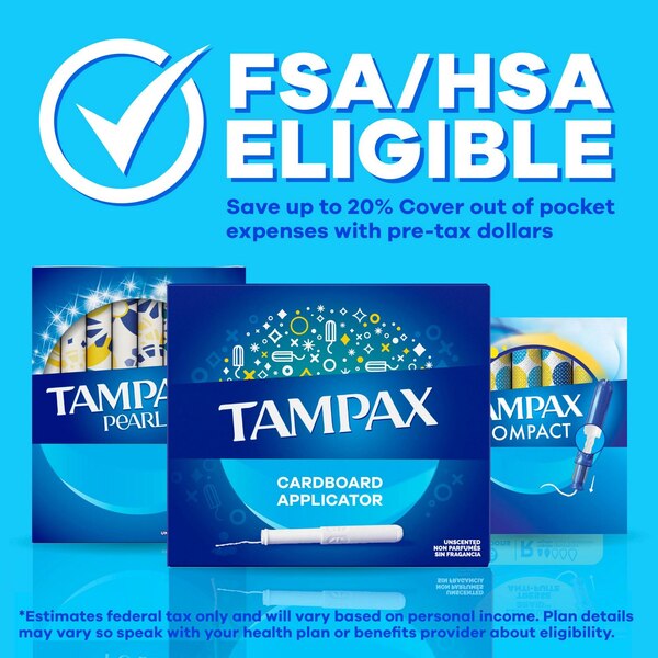 Tampax Cardboard Tampons, Anti-Slip Grip, LeakGuard Skirt, Unscented, Super Plus