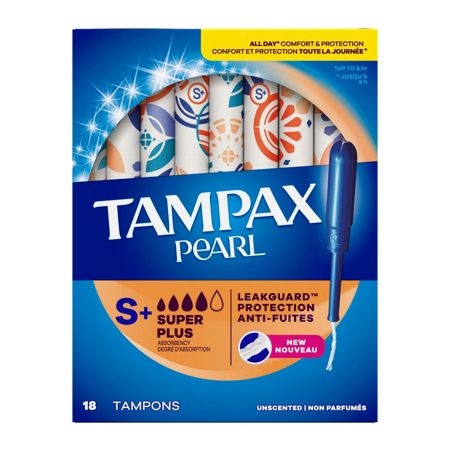 Tampax Pearl Tampons with LeakGuard Braid, Unscented, Super Plus