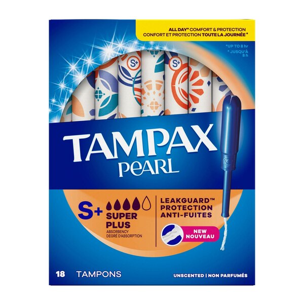 Tampax Pearl Tampons with LeakGuard Braid, Unscented, Super Plus