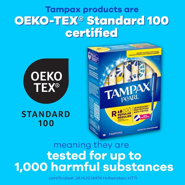 Tampones Tampax Pearl con LeakGuard Braid, sin fragancia, Light/Regular/Super