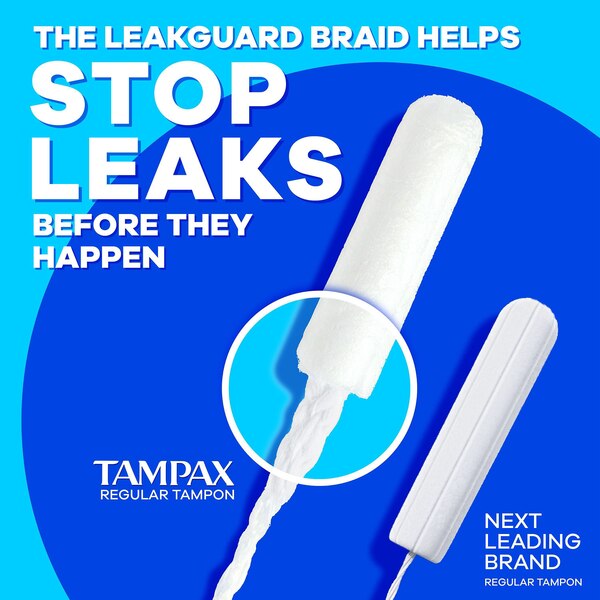 Tampones Tampax Pearl con LeakGuard Braid, sin fragancia, Light/Regular/Super