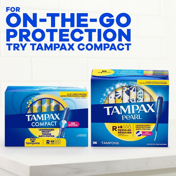 Tampones Tampax Pearl con LeakGuard Braid, sin fragancia, Light/Regular/Super