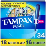 Tampax Pearl Tampons Regular/ Super Absorbancy, 34 CT, thumbnail image
