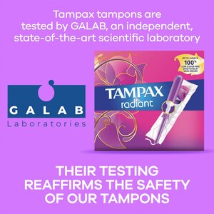 Tampax Radiant Plastic Tampons Duopack Regular/Super Absorbency, Unscented, 32CT