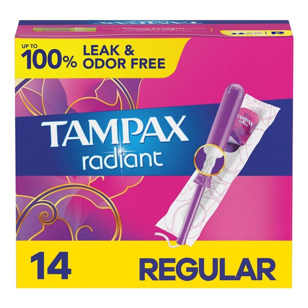 Tampax Radiant Plastic Tampons, Unscented, Regular