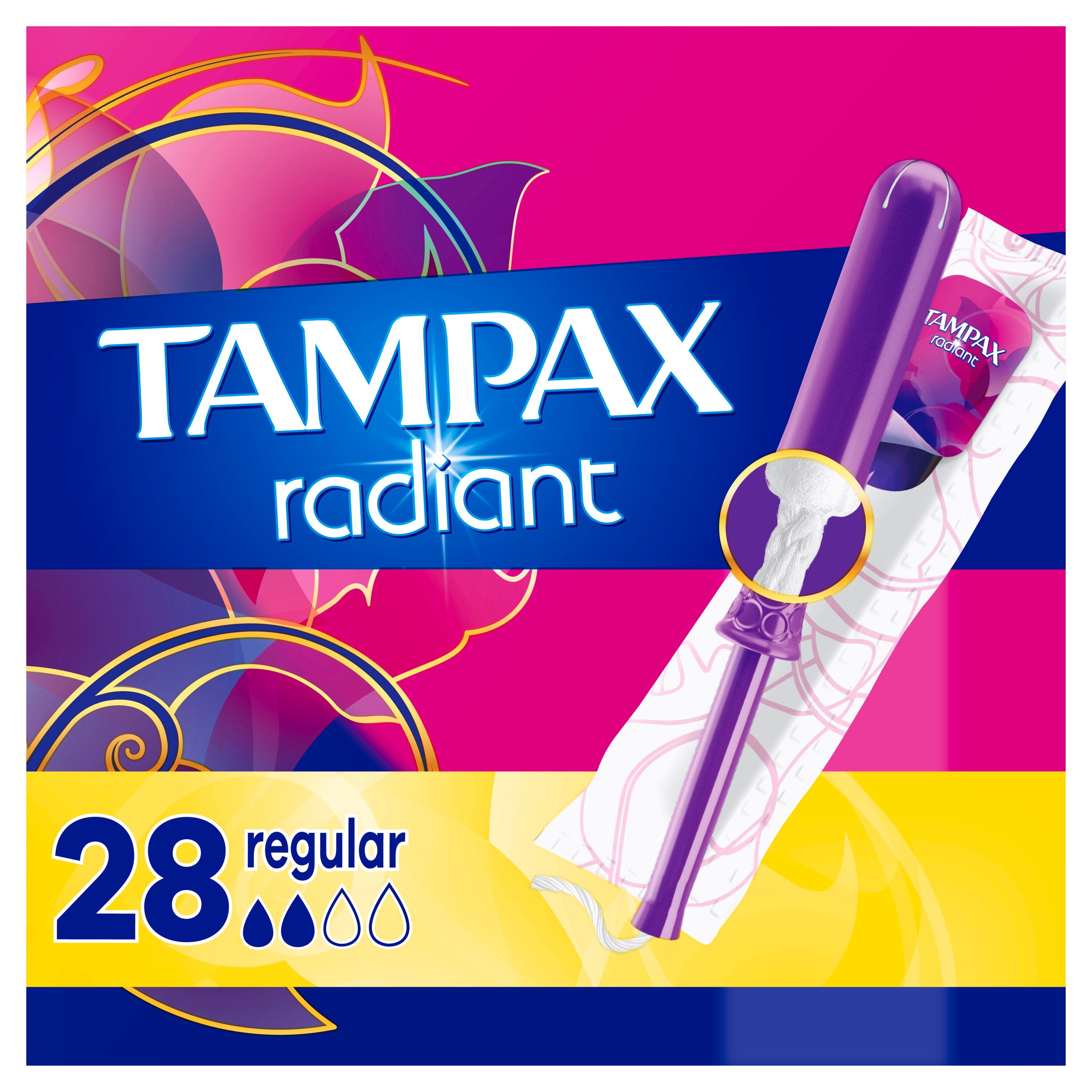 Tampax Radiant Plastic Tampons, Unscented, Regular