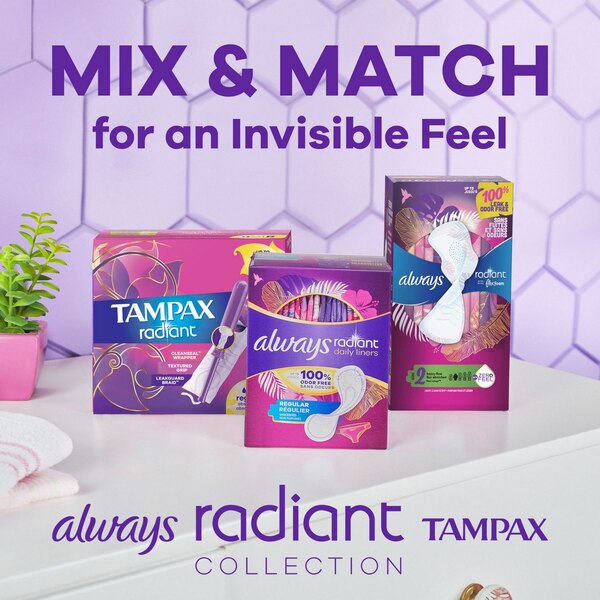 Tampax Radiant Plastic Tampons, Unscented, Super