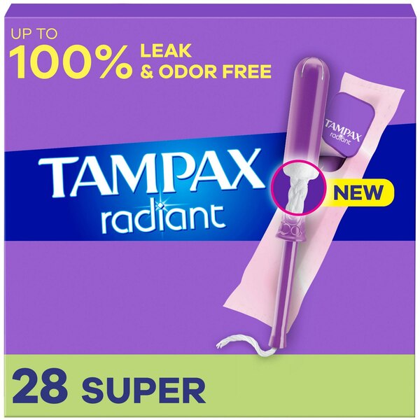 Tampax Radiant Plastic Tampons, Unscented, Super