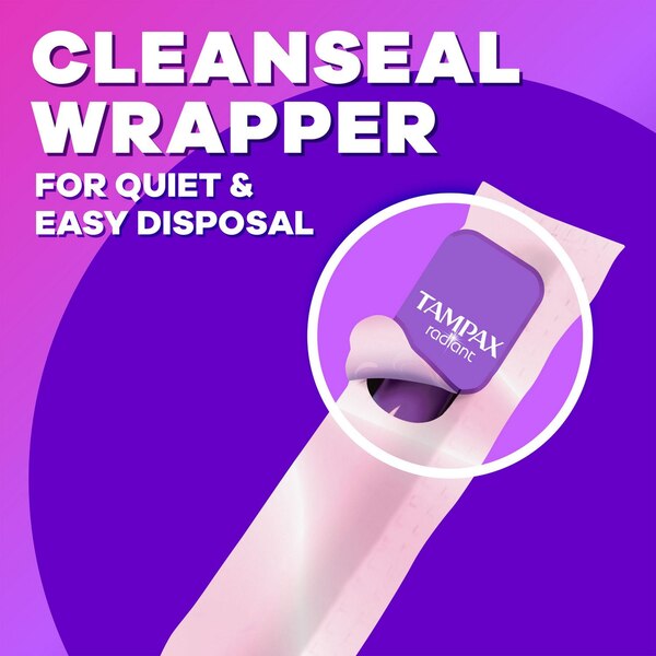 Tampax Radiant Plastic Tampons, Unscented, Super