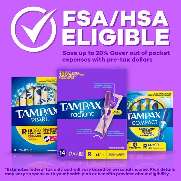 Tampax Radiant Plastic Tampons, Unscented, Super