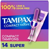 Tampax Pocket Radiant Super Unscented Compact Tampons, 16 CT, thumbnail image