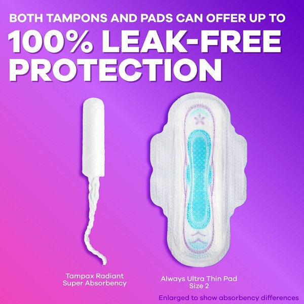 Tampax Pocket Radiant Super Unscented Compact Tampons, 16 CT