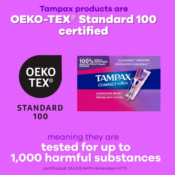 Tampax Pocket Radiant Super Unscented Compact Tampons, 16 CT