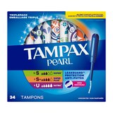 Tampax Pearl Tampons, Triple Pack with Super/Super Plus/Ultra Absorbency, 34 count, thumbnail image