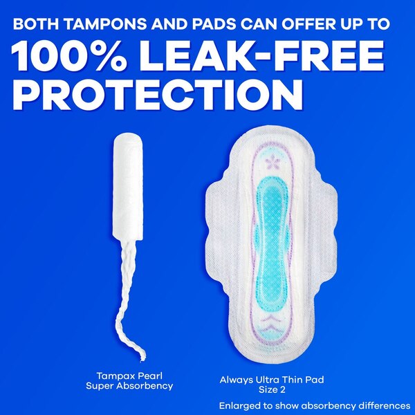 Tampax Pearl Tampons with LeakGuard Braid, Unscented, Ultra