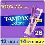 Tampax Radiant Tampons Duo Pack, Unscented, Light/Regular, 26 CT, thumbnail image