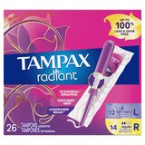 Tampax Radiant Tampons Duo Pack, Unscented, Light/Regular, 26 CT, thumbnail image 2 of 9