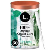 L. Organic Cotton Light & Regular Tampons, 30 CT, thumbnail image 1 of 3