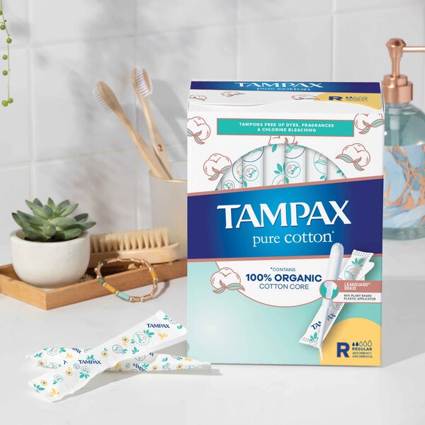 Tampax Pure Cotton Tampons,Unscented, Super Absorbency, 24 CT