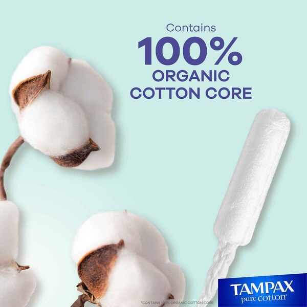 Tampax Pure Cotton Tampons,Unscented, Super Absorbency, 24 CT
