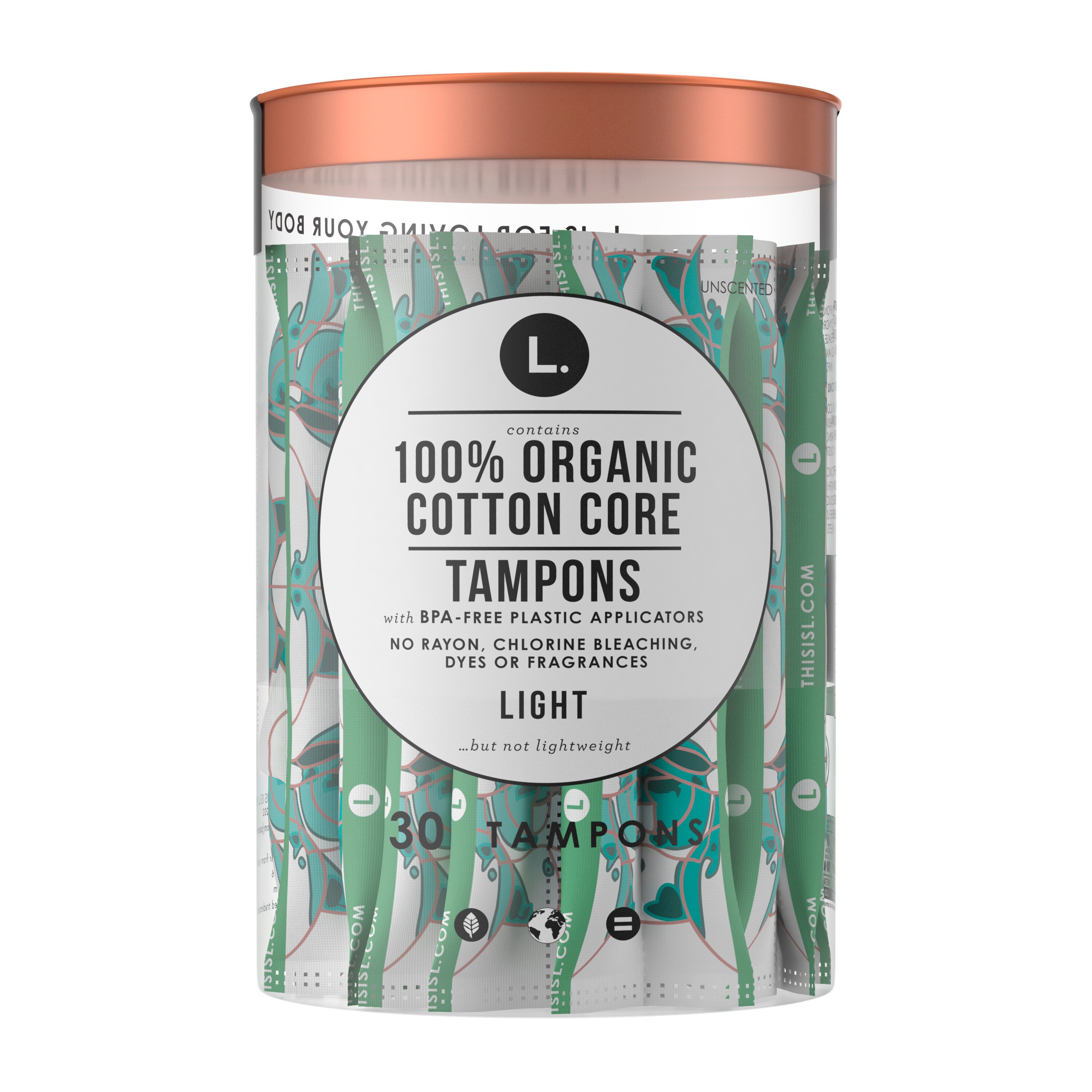 L. Organic Cotton Tampons, Light, 30 CT