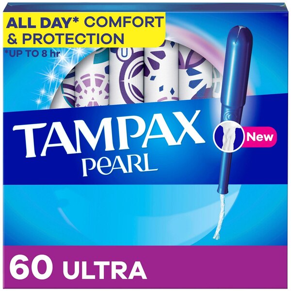 Tampax Pearl Tampons Ultra Absorbency with LeakGuard Braid, Unscented, 18 Count