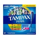 Tampax Pearl Tampons with LeakGaurd Braid, Unscented, Jumbo, 47 CT, thumbnail image