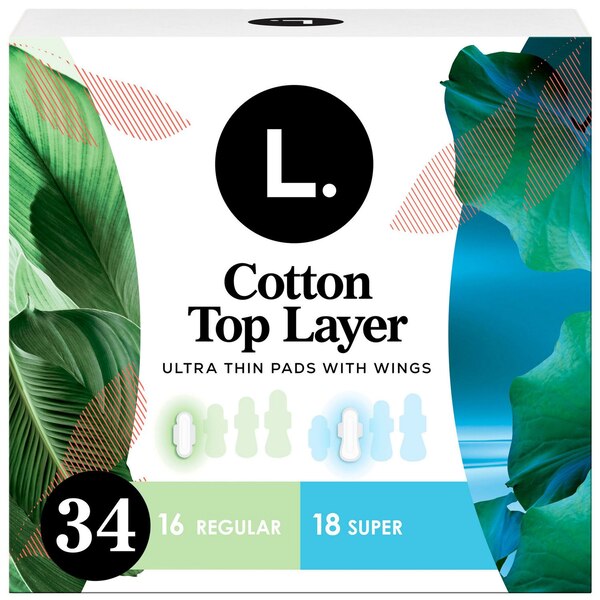 L. Ultra Thin Pads Duo Pack, Regular/Super, 34 CT
