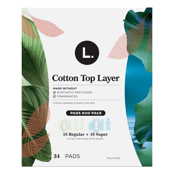 L. Ultra Thin Pads Duo Pack, Regular/Super, 34 CT