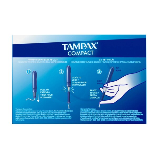 Tampax Compact Tampons, Super/Super Plus Duo Pack, 30 CT