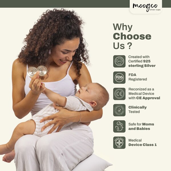 Moogco The Original Silver Nursing Cups for Mothers