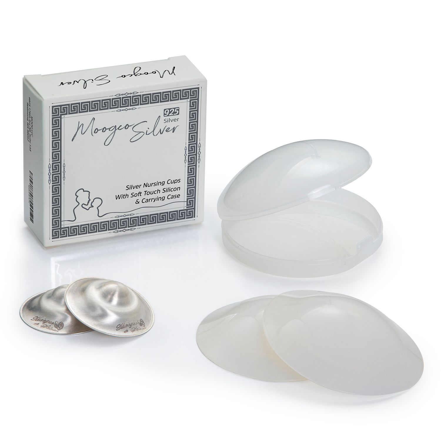 Moogco Silver Nursing Cups with Silicone Pads, 2 CT