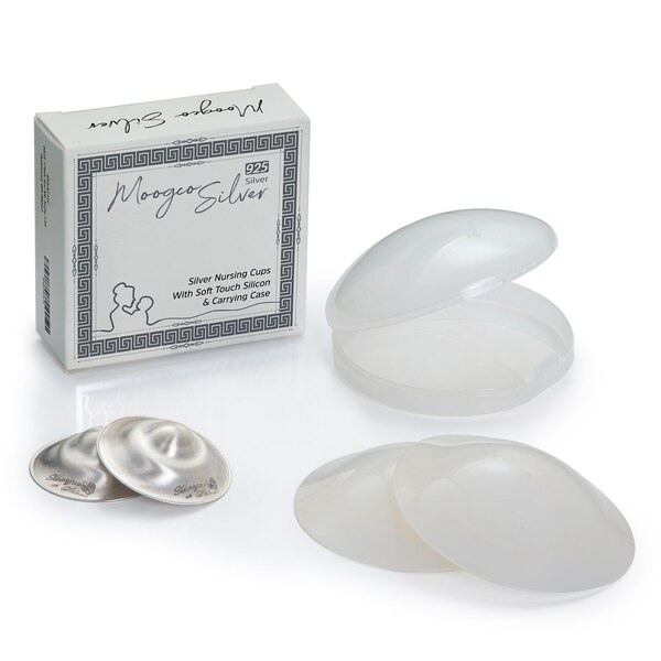 Moogco Silver Nursing Cups with Silicone Pads, 2 CT