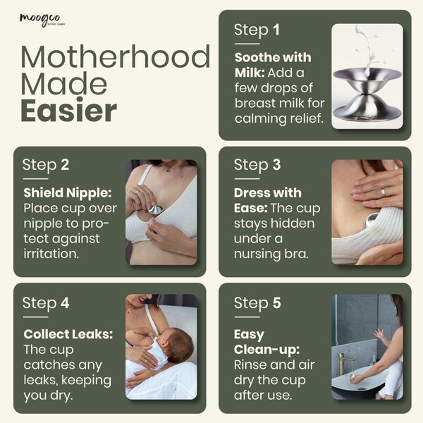 Moogco Silver Nursing Cups with Silicone Pads, 2 CT