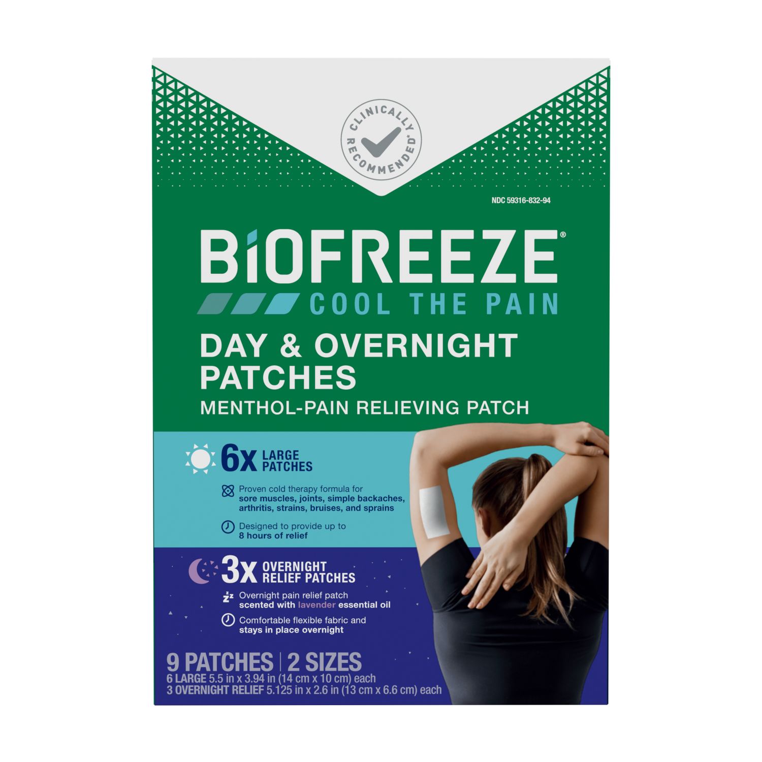 Biofreeze Day & Overnight Pain Relief Patches, 9 CT