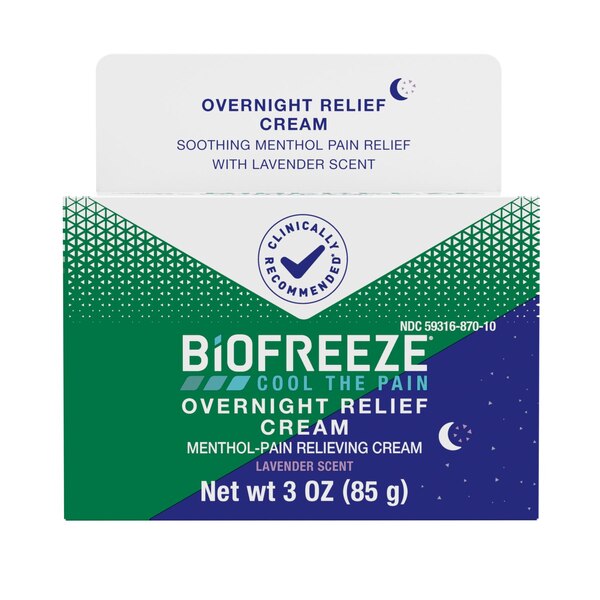 Biofreeze Overnight Menthol Pain Relieving Cream, 3 OZ