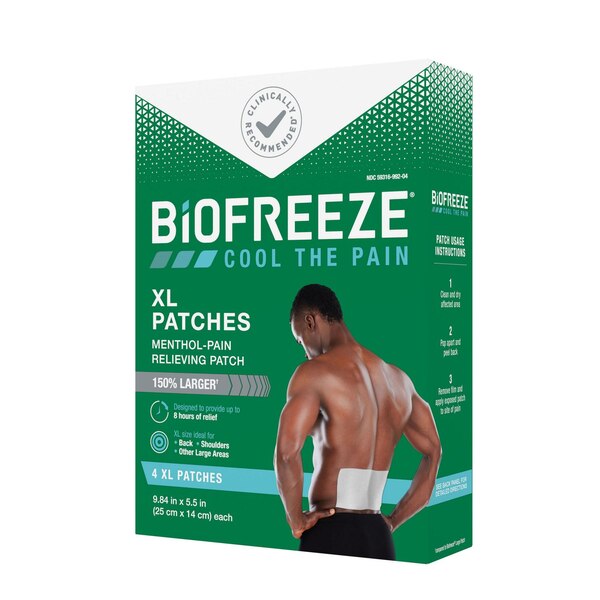 Biofreeze Menthol XL Pain Relief Patches, 4 CT