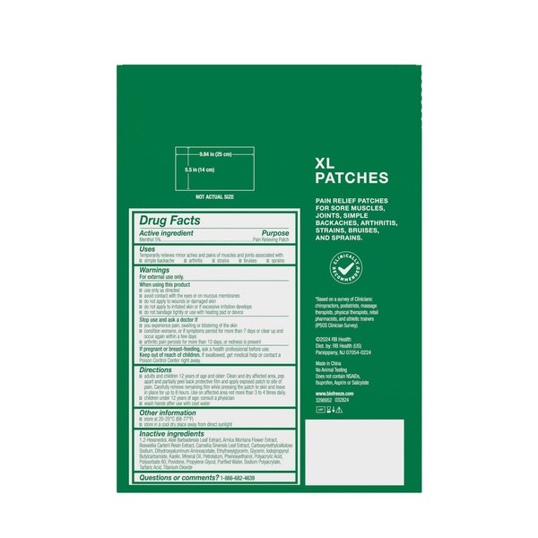 Biofreeze Menthol XL Pain Relief Patches, 4 CT
