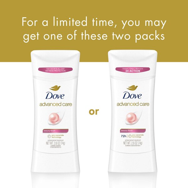 Dove Advanced Care 48-Hour Antiperspirant & Deodorant Stick, Beauty Finish, 2.6 OZ