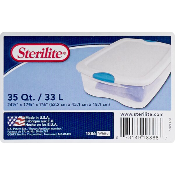Sterilite Storage Tote With Cover, 35 Quarts