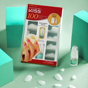 KISS Full-Cover Nails, 100 CT, Active Oval, Short Square